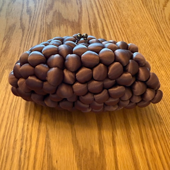 Marco Santi Brown Satin Clutch with Knot Design - Picture 3 of 8